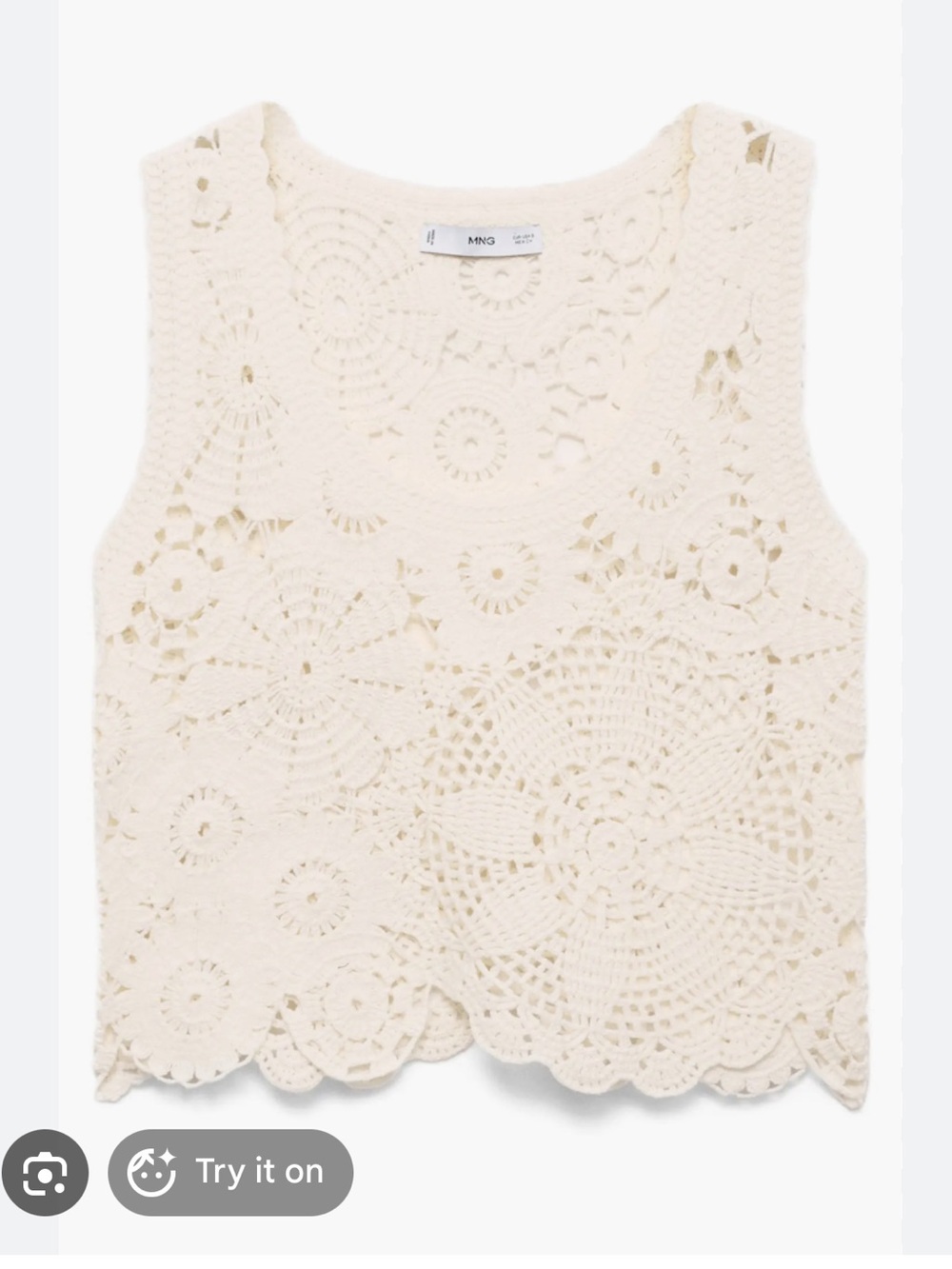 Mango Crochet Lace Sleeveless Top